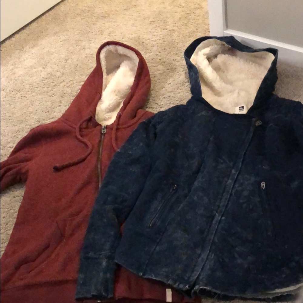 Quicksilver Sherpa zip up Moto hoodie.